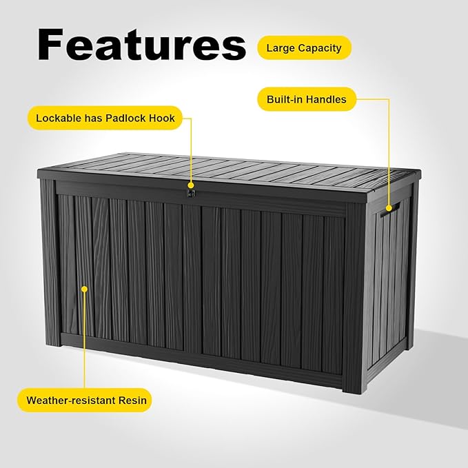 180 Gallon Outdoor Deck Box, Lockable Waterproof Outdoor Storage Boxes - Image 6