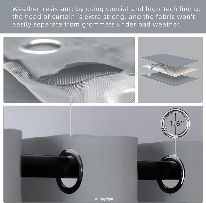 DIVA EN CAMINO DEC Outdoor Patio Curtain Waterproof Darkening Thermal Insulated - Image 3
