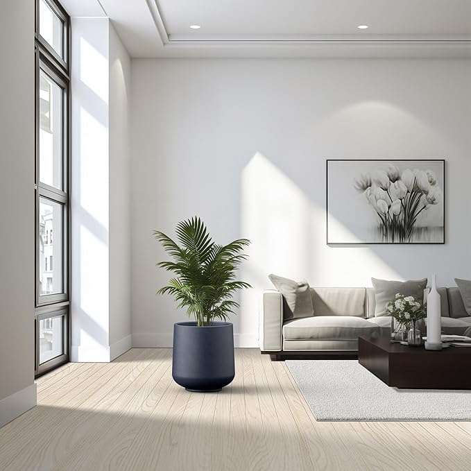 Kante 15.3" Dia Round Concrete Planter, Outdoor Indoor Large Plant Pots - Image 6