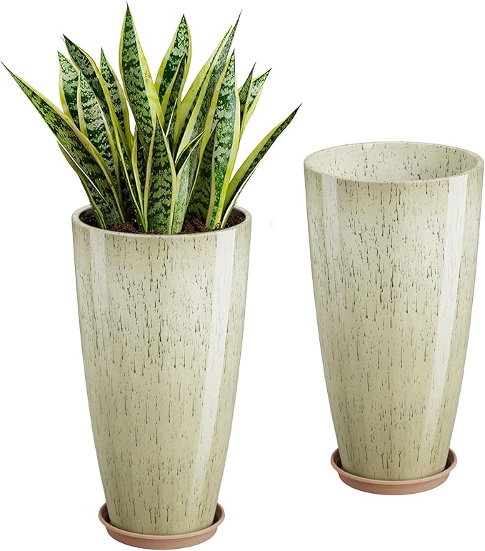 QCQHDU 21 inch Tall Planters for Outdoor & Indoor Plants, 2 Pack Sturdy by QCQHDU