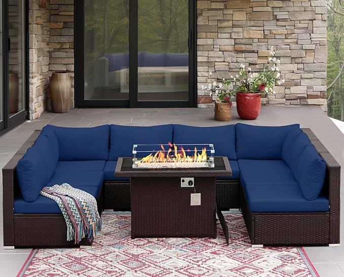 NICESOUL Large Size 9 Pcs Outdoor Patio Sectional Sofa Set - Image 3