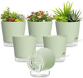Plant Pots 7 Inch Self Watering Pots, 6 Pack Plastic Planters by SQKH