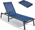 Aluminum Chaise Lounge Chair Outdoor, Foldable & Assembly Free Outdoor Lounge by ONBRILL