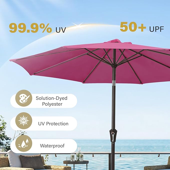 MEWAY 9ft Patio Umbrella Outdoor Table Umbrellas - Image 5