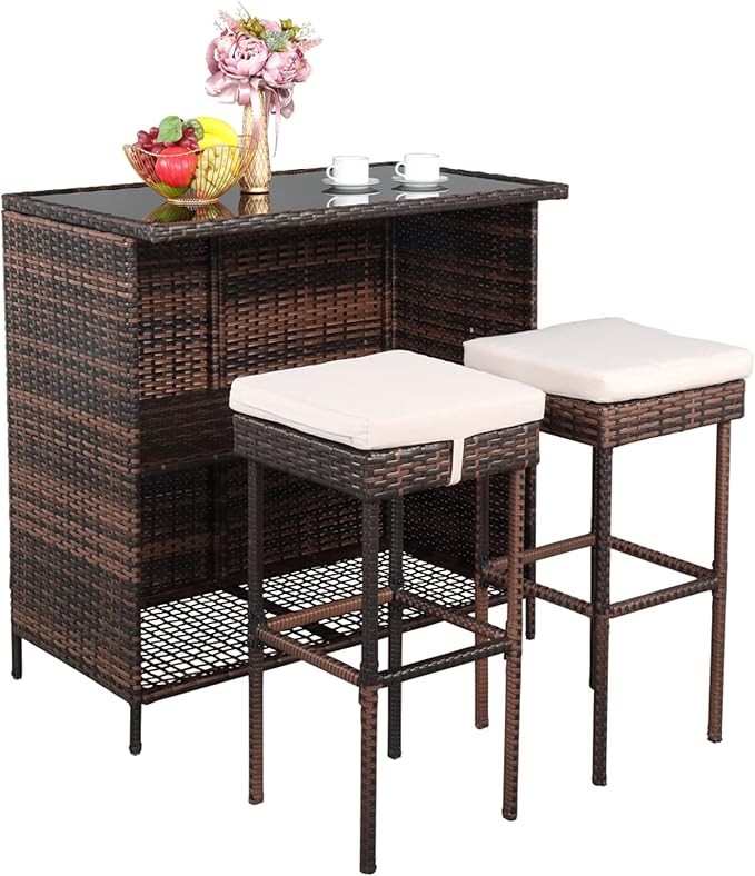 Outvita Wicker Patio Outdoor Bar Set by Outvita