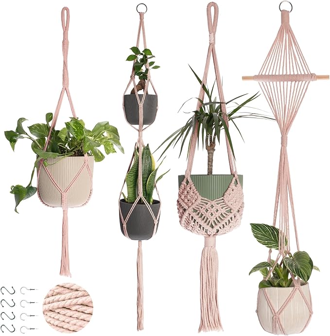 Nook Theory 4-Pack Macrame Plant Hangers by NookTheory