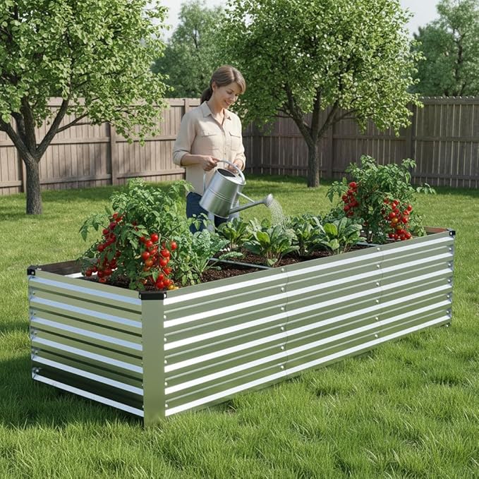 INNO STAGE 8x3x2ft Galvanized Raised Garden Bed, Raised Garden Bed Kit-Metal - Image 2