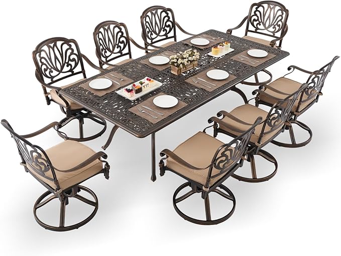 9-Piece Cast Aluminum Patio Furniture, Outdoor Dining Sets by Unknown
