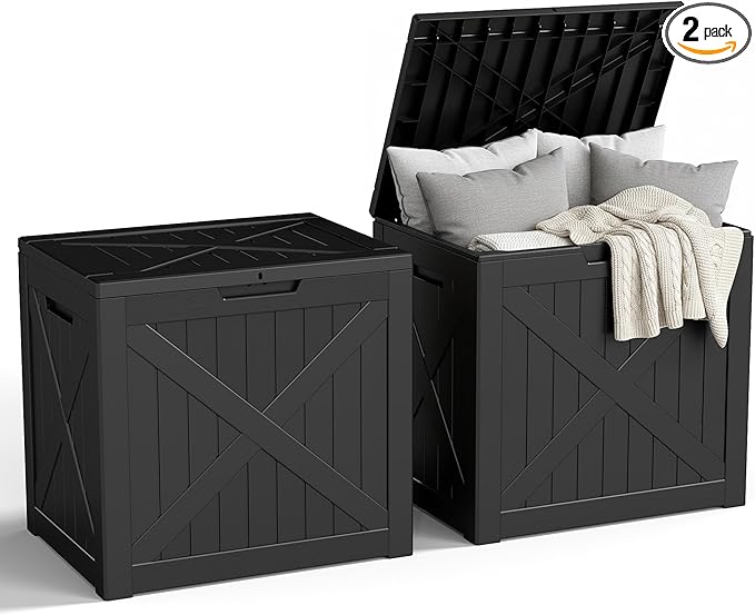 31 Gallon Outdoor Storage Box, Large Resin Deck Box by Unknown