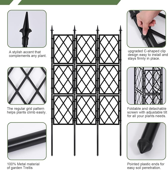 5.25FT Garden Trellis for Climbing Plants Outdoor, Metal Wall Lattice Climbing - Image 7