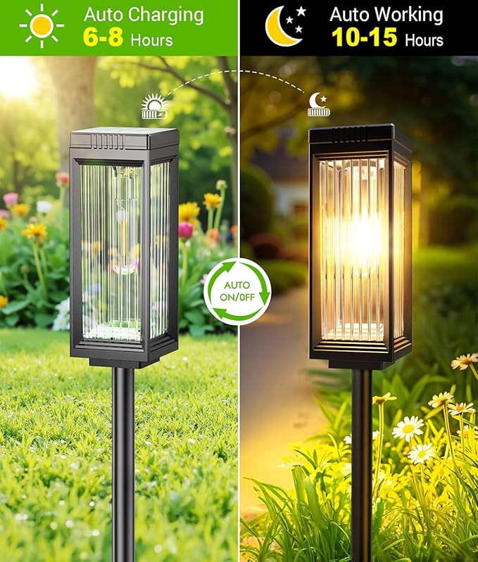 Solar Pathway Lights Outdoor, 4 Pack Upgraded Solar Lights Outdoor Waterproof - Image 3