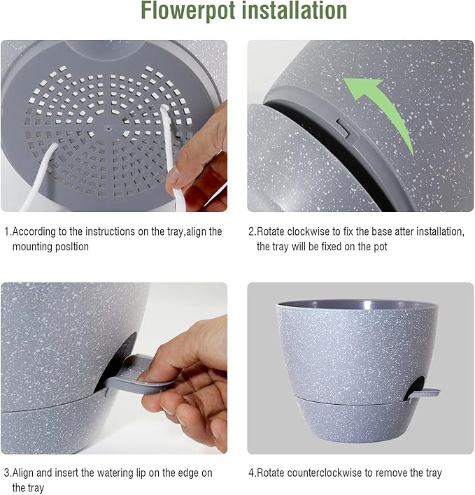 Big Self Watering Pots 12/10/9 inch, Plant Pots - Image 4