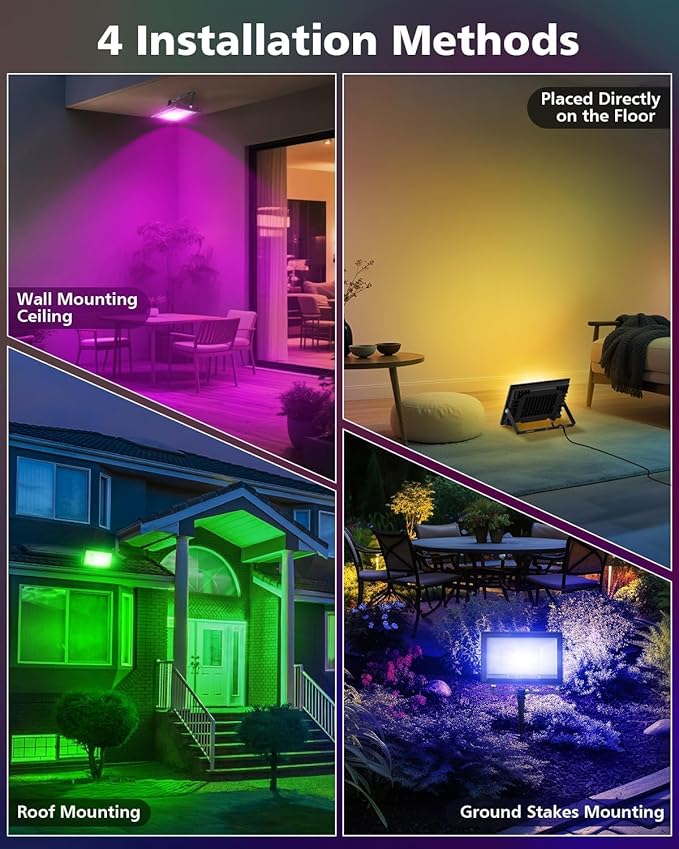 T-SUN Christmas Led Flood Light 60W, Outdoor Waterproof Color Changing Uplight - Image 6