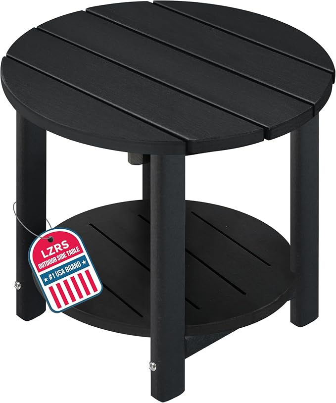 LZRS Round Adirondack Side Table Double End Table, Outdoor Side Tables by LZRSPET