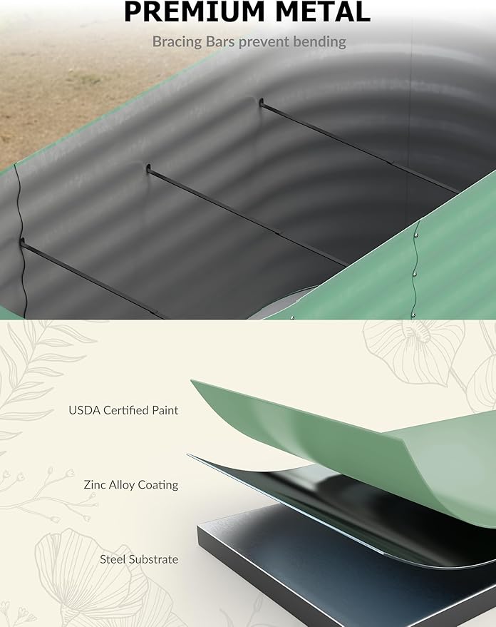 GarveeLife 8x4x1.5 ft Galvanized Raised Garden Bed - Image 2