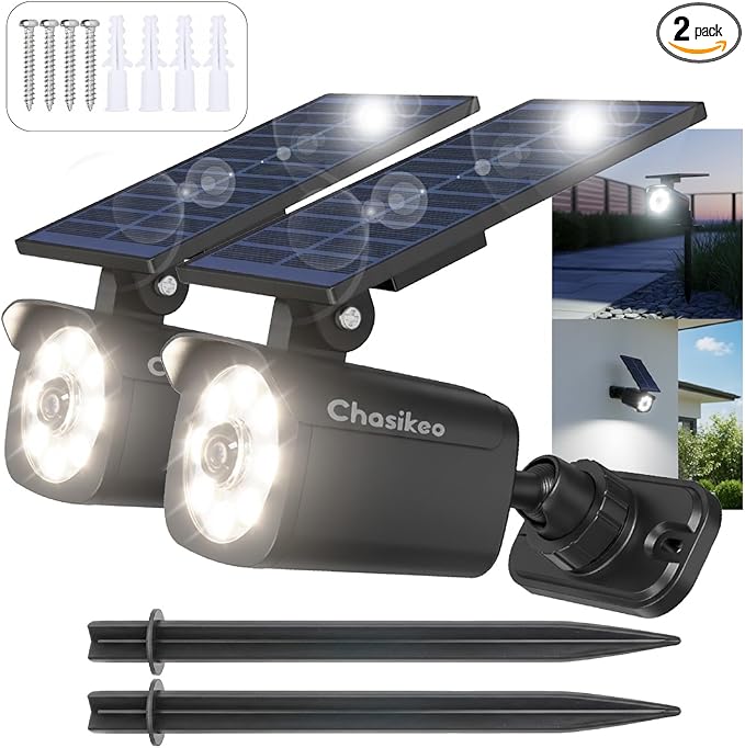 2 Pack Solar Motion Lights Outdoor, Solar Spotlights by Chasikeo