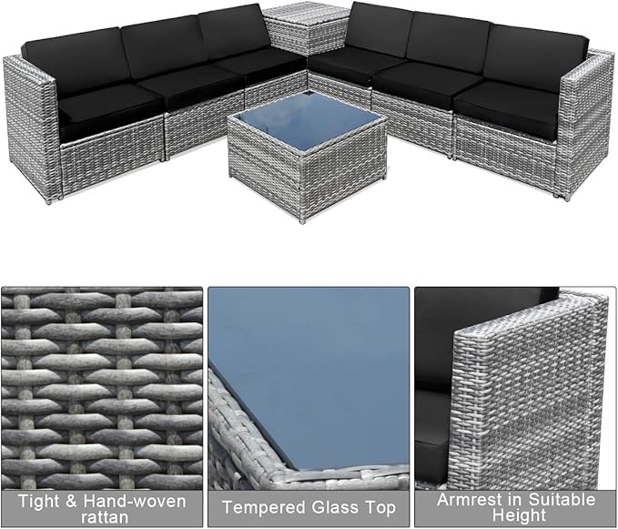 Tangkula 8 Pieces Wicker Patio Furniture Set - Image 7