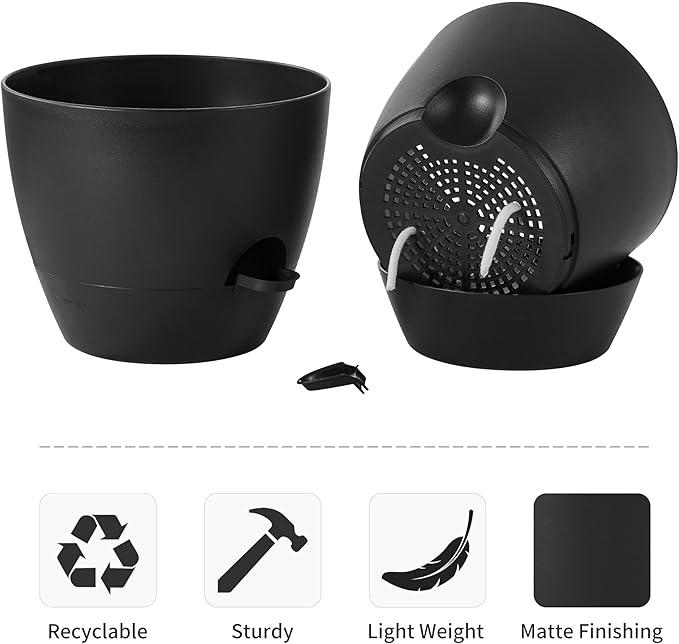 FaithLand 3-Pack Large Planter Pots, 12 10 9 Inch Self Watering Flower Pots - Image 5