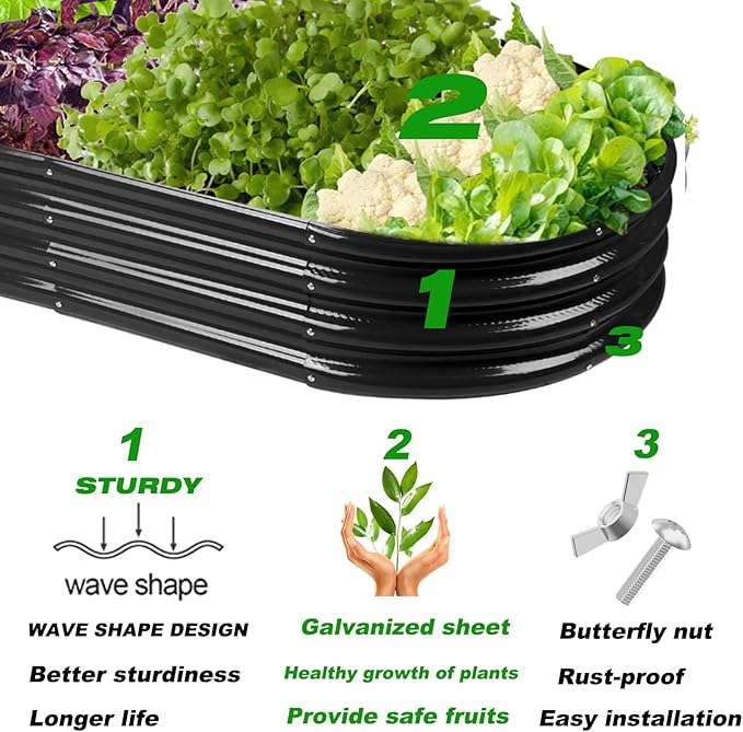 Raised Garden Bed Galvanized Planter Box Outdoor, Rot-Resistant Metal Garden - Image 4