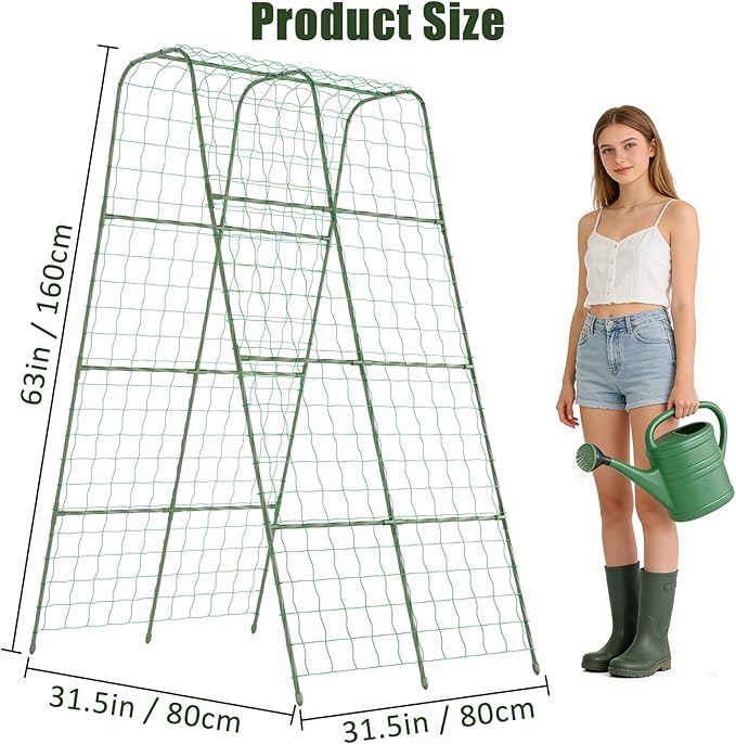 Miory Cucumber Trellis for Raised Beds, 32 x 63 Inch Metal U-Frame Garden - Image 3