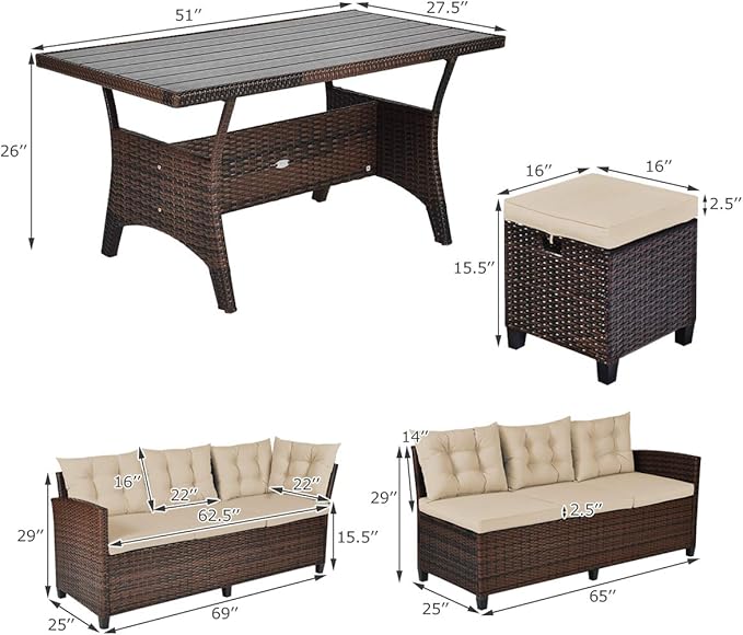 Tangkula 5 PCS Patio Furniture Set, Outdoor Conversation Set - Image 4