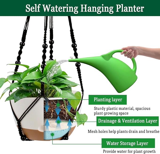 Hanging Planter Self Watering 10 Inch, 2 Pack Indoor Outdoor Hanging Baskets - Image 3