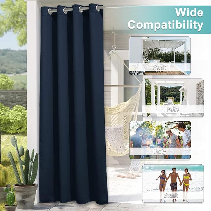 NICETOWN 2 Panels Exterior Blackout Outdoor Curtains - Image 6