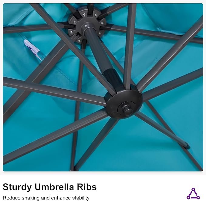 PURPLE LEAF 11.5' X 11.5' Telescopic Patio Umbrella - Image 8