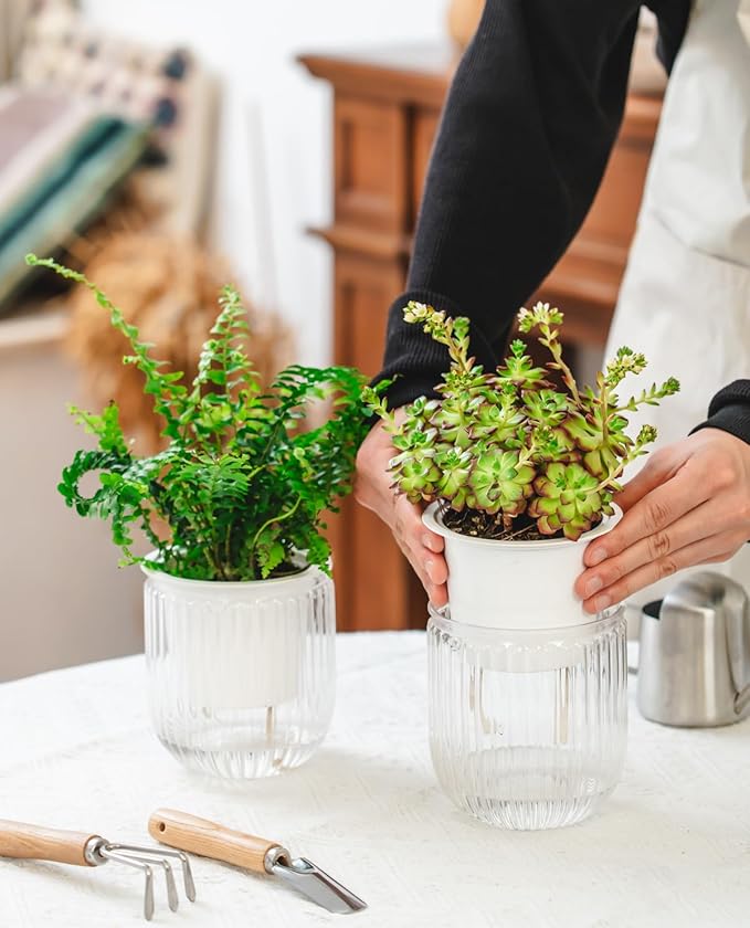 Josteve 4.5 Inch 2 Pcs Self Watering Hanging Planter Indoor Plant Pots Drainage - Image 3