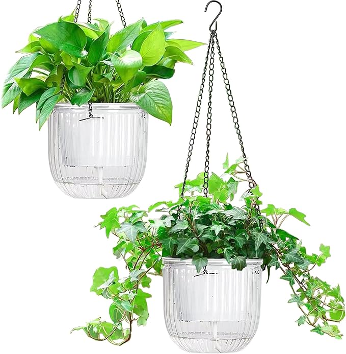 Melphoe 2 Pack Self Watering Hanging Planters Indoor Flower Pots, 6.5 Inch by Melphoe