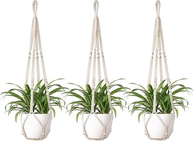 Mkono Macrame Plant Hanger Indoor Hanging Planter Basket by Mkono