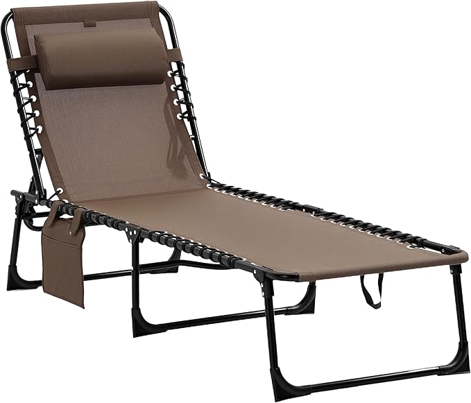 Outsunny Chaise Lounge Chair Outdoor, 5-Position Adjustable Sun Tanning Chair by Outsunny