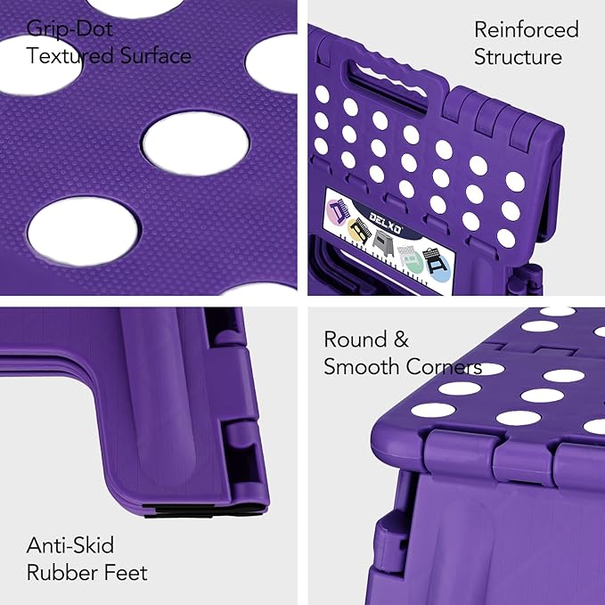 Delxo Folding Step Stool, 13 inch Non-Slip Foldable Stools Up to 300 LBS - Image 8