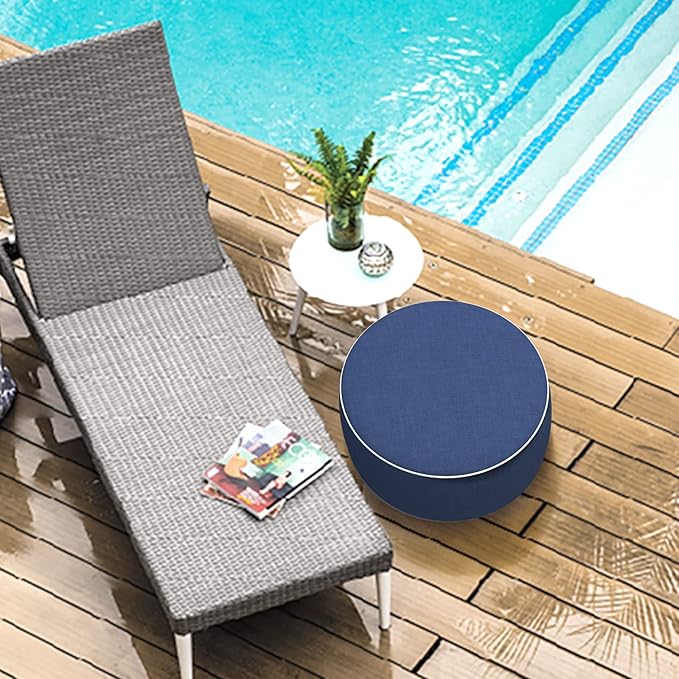 LVTXIII Outdoor/Indoor Inflatable Ottoman, All Weather Water-Repellent Round - Image 6