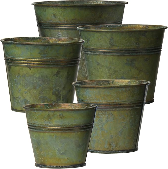 Briful 5 Size Galvanized Buckets Rustic Farmhouse Metal Bucket Galvanized by Briful