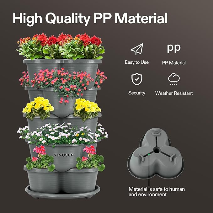 VIVOSUN 2-Pack 5 Tier Vertical Gardening Stackable Planter - Image 4