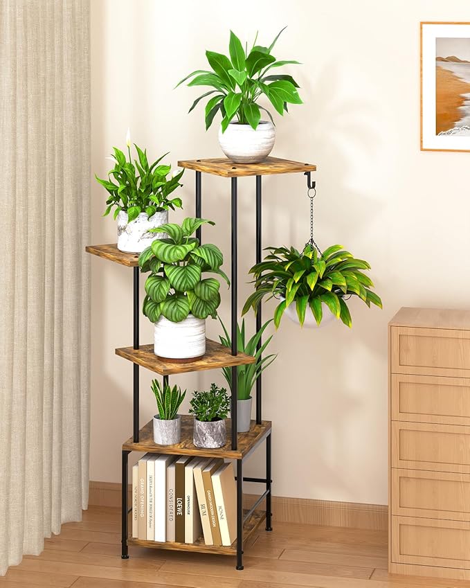 Plant Stand Indoor, 5-Tier Tall Plant Stand Indoor, Metal Plant Shelf by Homsorout