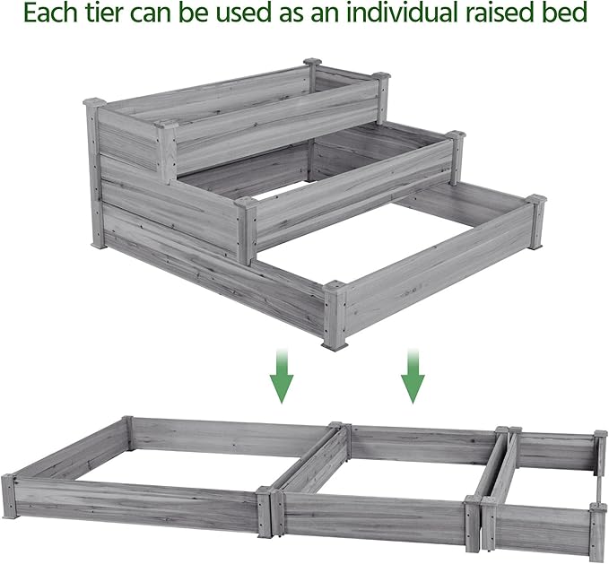 Yaheetech 3 Tier 47 x 47 x 22in Raised Garden Bed Horticulture Outdoor Elevated - Image 4