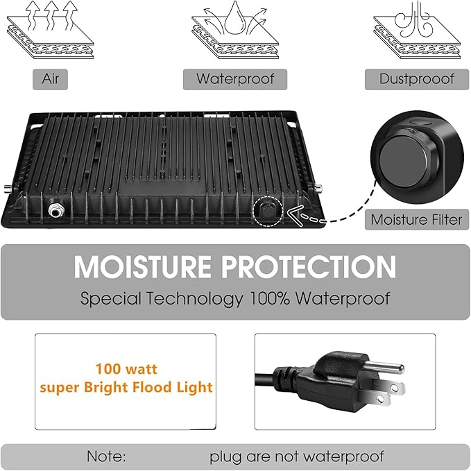 4 Pack 100W LED Flood Light, Super Bright Exterior Security Lights - Image 4