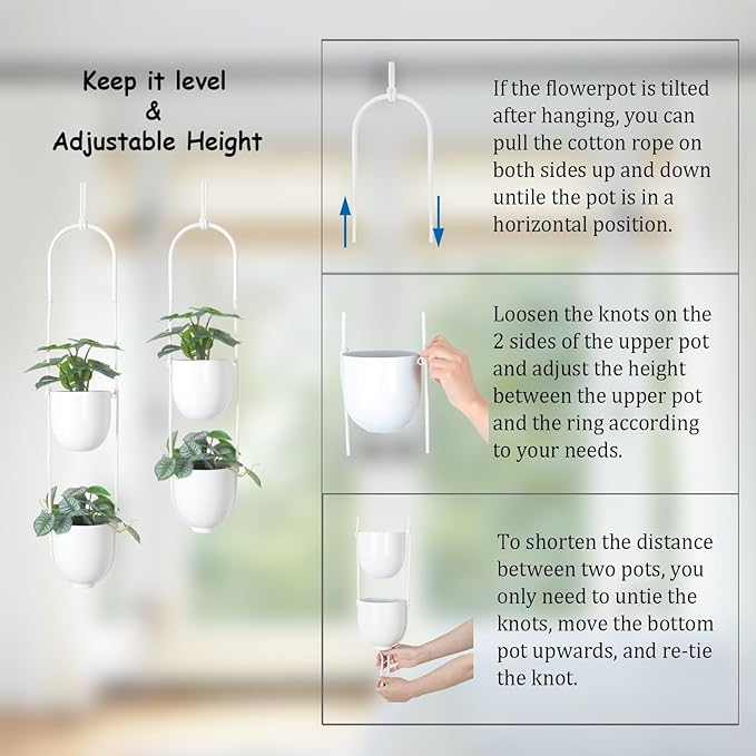 Hanging Planters 2 Tiers Metal Plant Hangers - Image 5