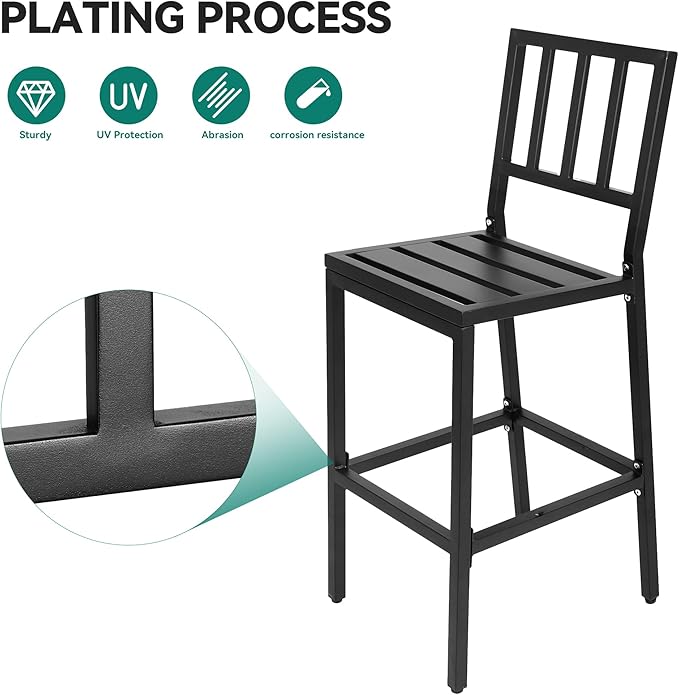 YITAHOME Outdoor Bar Stools Set of 2, Cushioned Metal Outdoor Bar Stools - Image 7