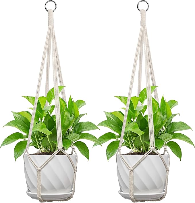 Macrame Plant Hanger, Fits 4-13 Inch Pots, Boho Hanging Plant Holder by IDEEEPAN