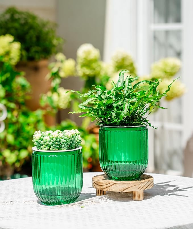 Melphoe Self Watering Pots for Indoor Plants Planter, 4.7 Inch 2 Pack Planters - Image 2