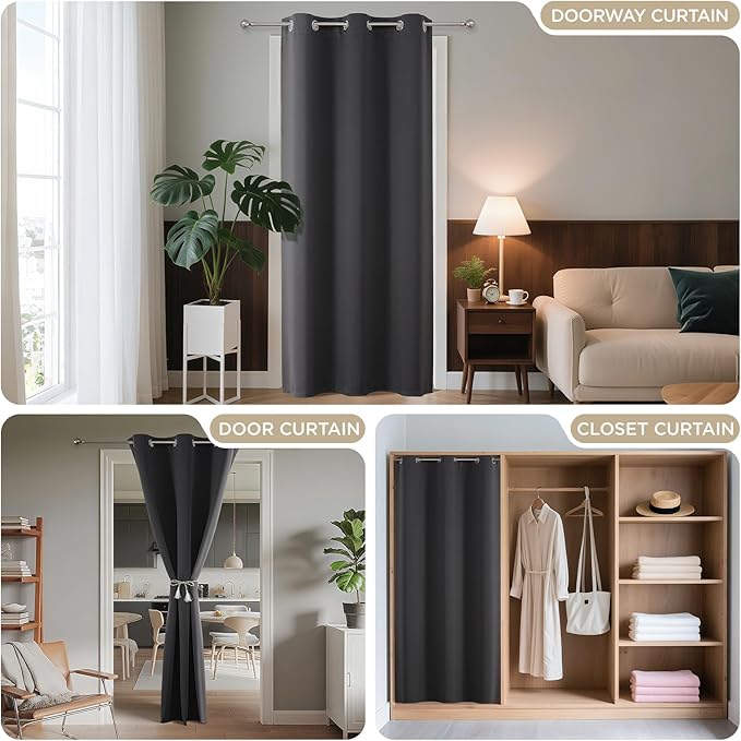 Joydeco Blackout Door Curtain for Doorway Privacy 84 Inches Long, Grommet - Image 4
