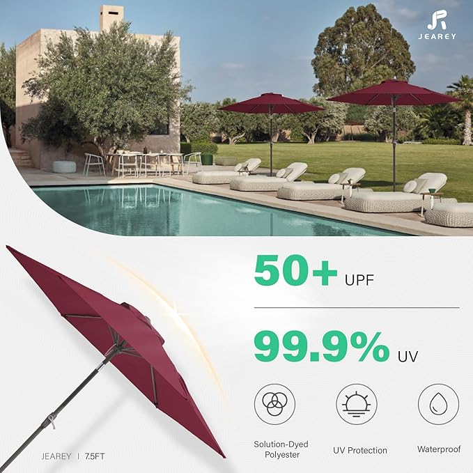 JEAREY 7.5FT Patio Umbrella Market Table Umbrella - Image 6