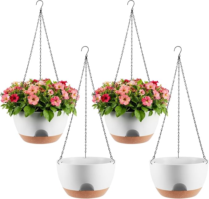 4-Piece Set of 8-Inch Hanging Planters by Unknown
