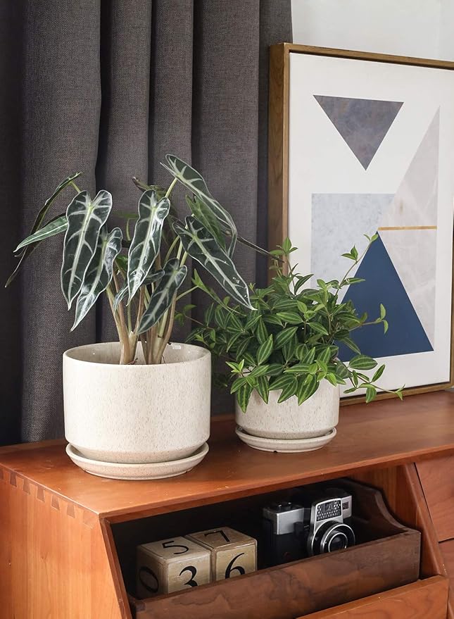 LE TAUCI Ceramic Plant Pots, 4.3+5.3+6.8 inch, Planters - Image 2