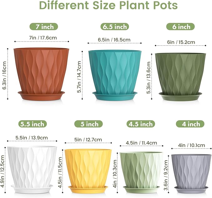 7/6.5/6/5.5/5/4.5/4 inch Plant Pots - Image 2