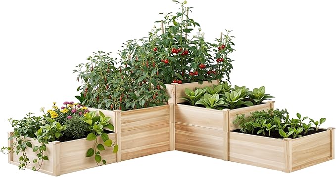 AMERLIFE 3-Tier Raised Garden Bed, 28 Inch Depth Fir Wood Planter Box by AMERLIFE