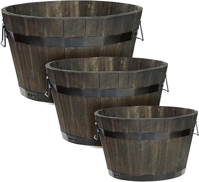 Idzo Set of 3 Wooden Flower Planters by Idzo